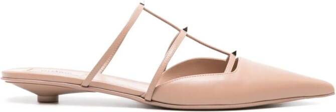 Valentino Garavani Rockstud Wispy leren slippers Beige