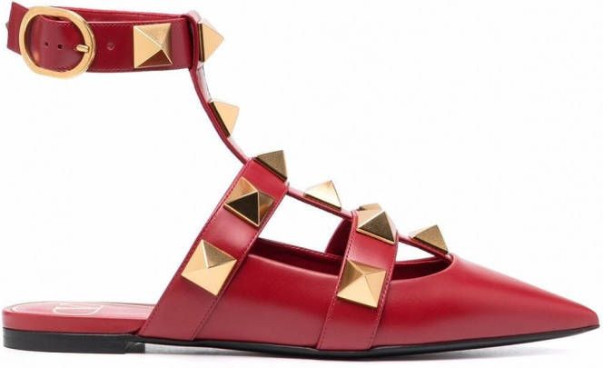 Valentino Garavani Roman ballerina's met studs Rood