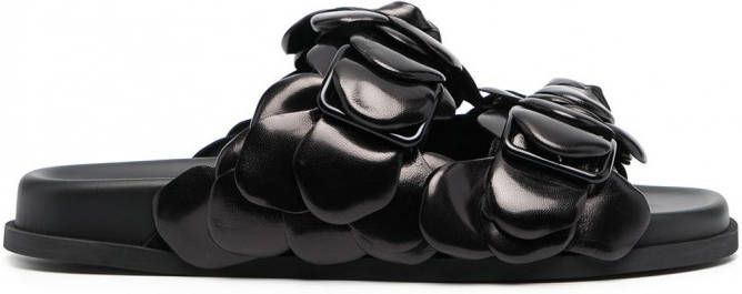 Valentino Garavani Slippers met roosdetail Zwart