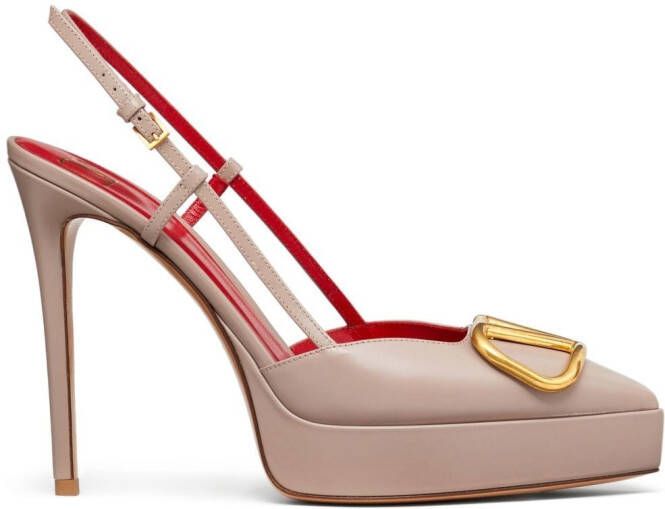 Valentino Garavani Signature slingback pumps met VLOGO Beige