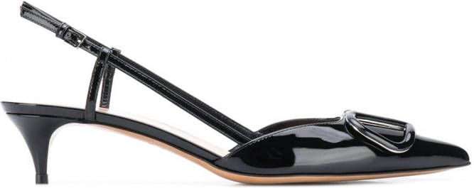 Valentino Garavani Slingback pumps met VLOGO dames kalfsleerkalfsleerkalfsleer 36 Zwart