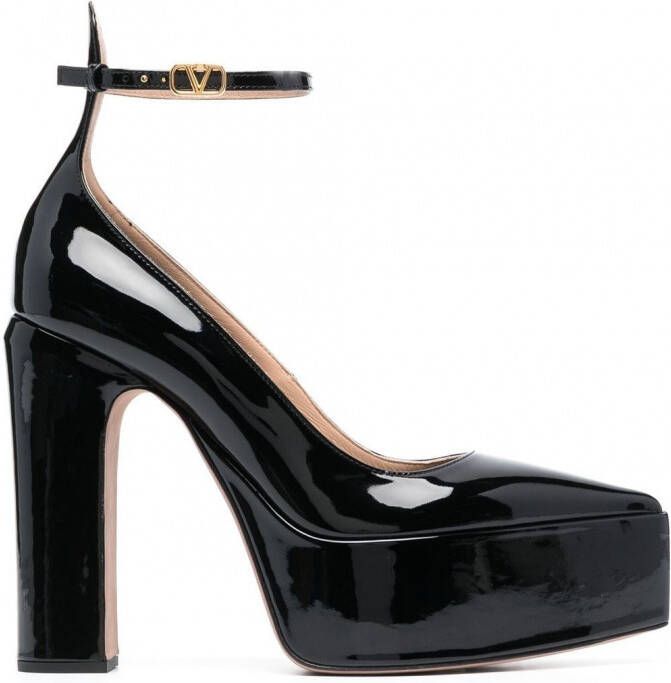 Valentino Garavani Tan-Go 130 gelakte pumps Zwart