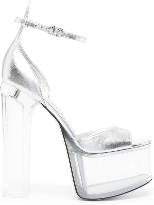 Valentino Garavani Tan-Go sandalen met plateauzool Zilver
