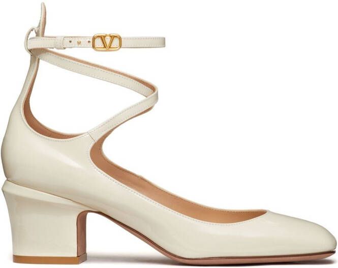 Valentino Garavani Tan-Go lakleren pumps Wit