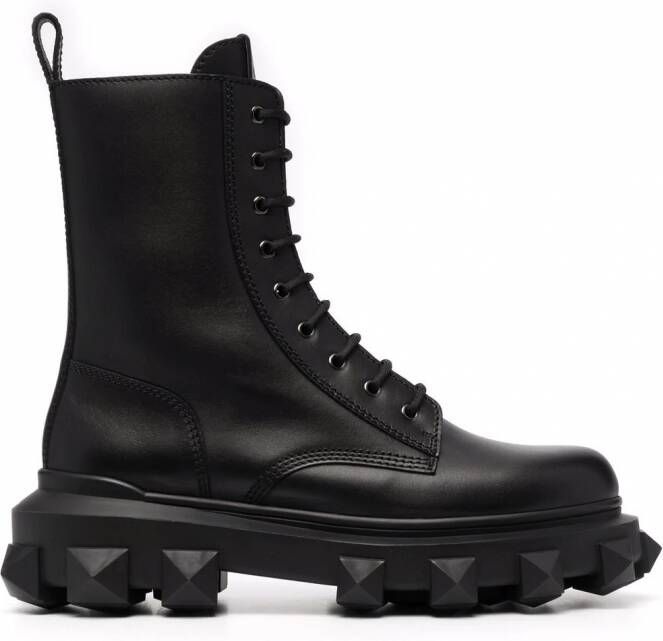 Valentino Garavani Trackstud combat boots Zwart