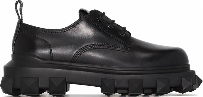 Valentino Garavani Trackstud leren derby schoenen Zwart