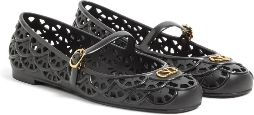 Valentino Garavani 05 mm Ondette rubberen ballerina's met gewelfd patroon Zwart - Foto 4