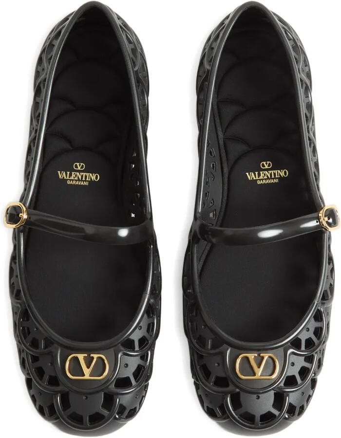 Valentino Garavani 05 mm Ondette rubberen ballerina's met gewelfd patroon Zwart - Foto 2