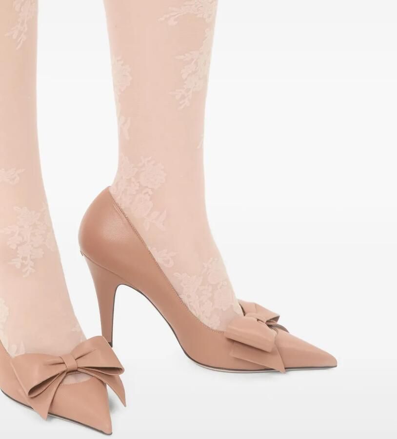 Valentino Garavani 100 mm Bowow leren pumps Beige - Foto 2