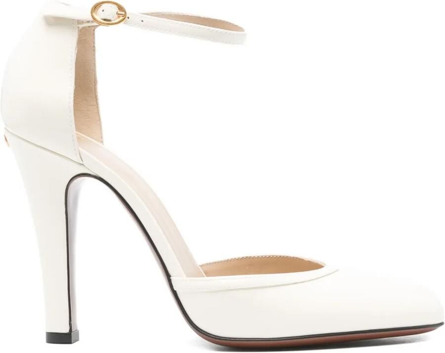 Valentino Garavani 100 mm leren pumps met enkelbandje Beige