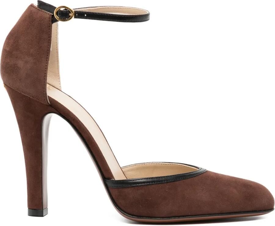 Valentino Garavani 100 mm pumps met enkelbandje en hak Bruin