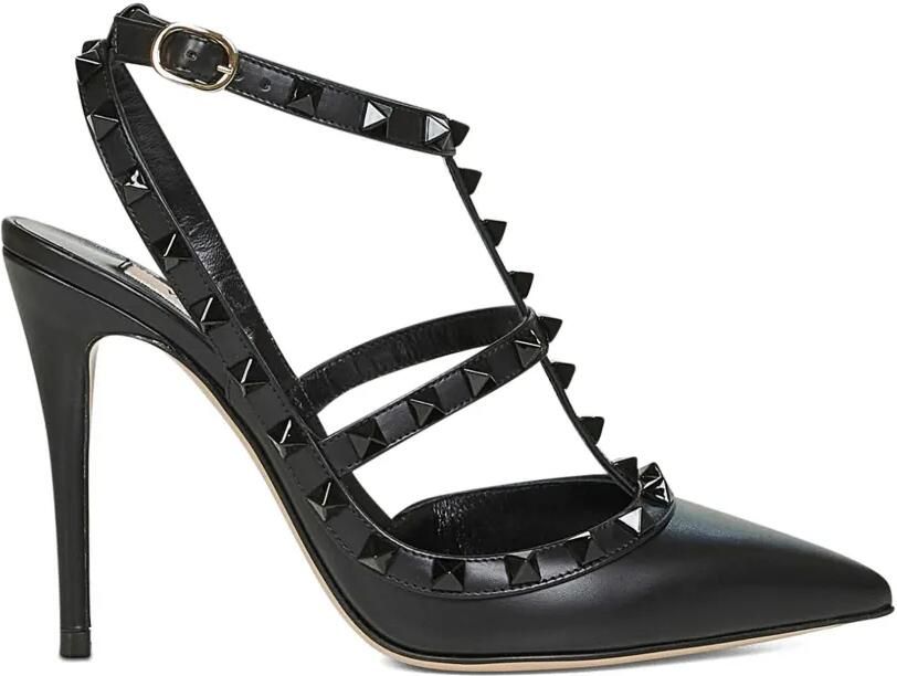 Valentino Garavani 100 mm Rockstud pumps met bandje Zwart