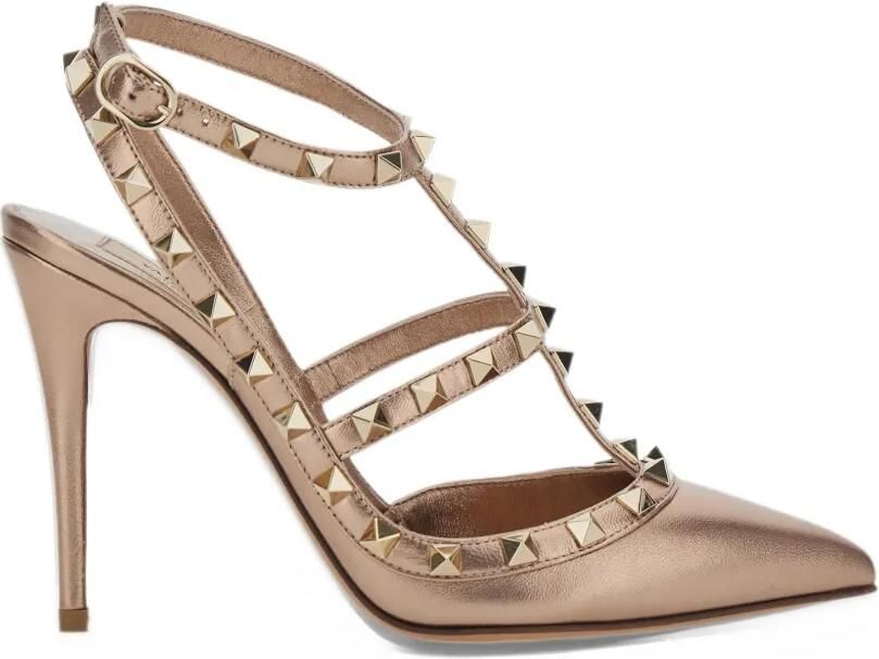 Valentino Garavani 100mm Rockstud leren pumps Roze - Foto 4