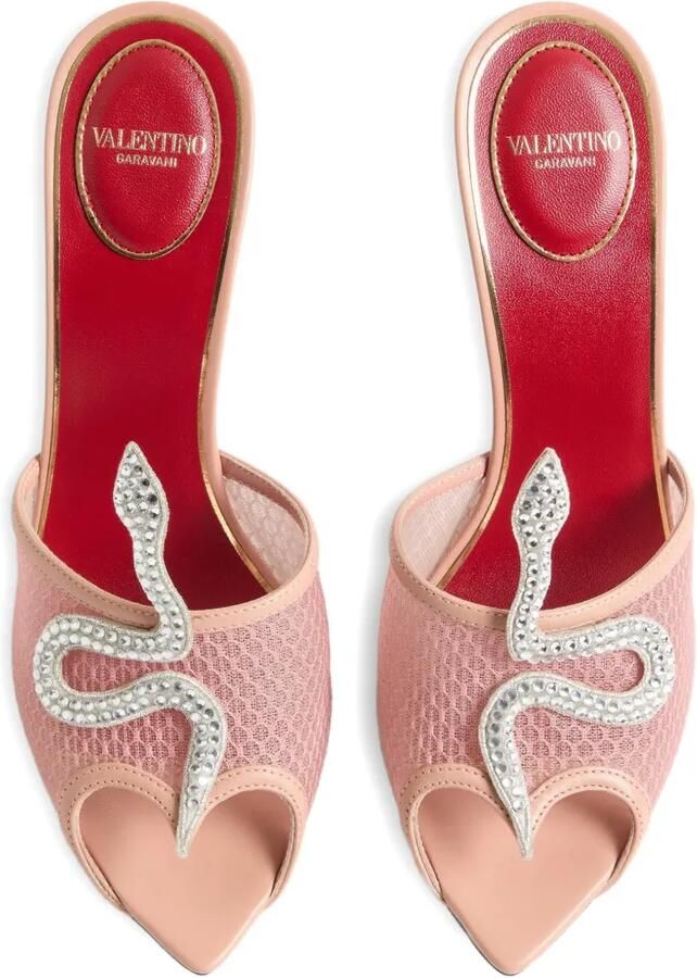 Valentino Garavani 105 mm Coeur Vipère mesh sandalen Roze