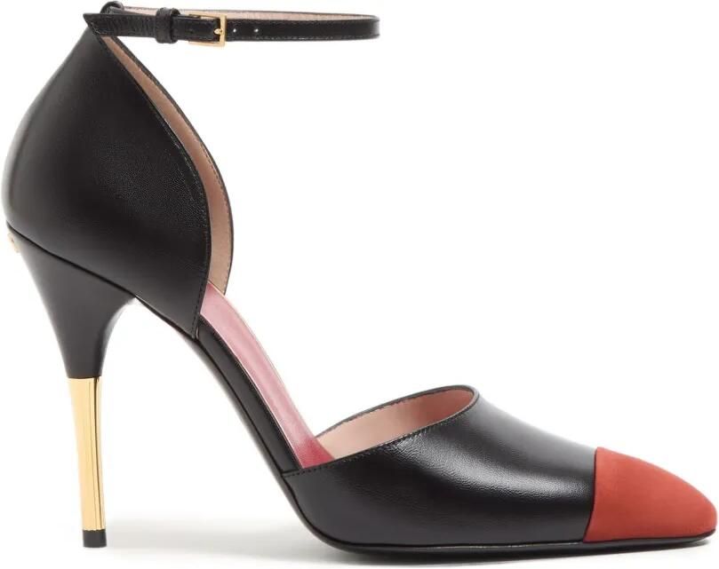 Valentino Garavani 105 mm D'Orsay Sinead pumps van geitenleer en suède Zwart