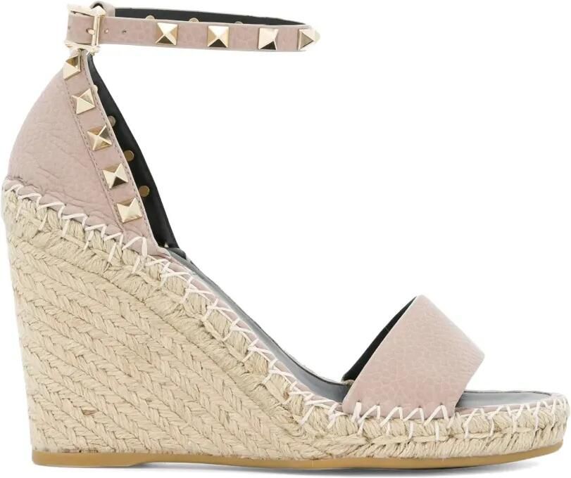 Valentino Garavani 105mm Double Rockstud sandalen met sleehak Beige