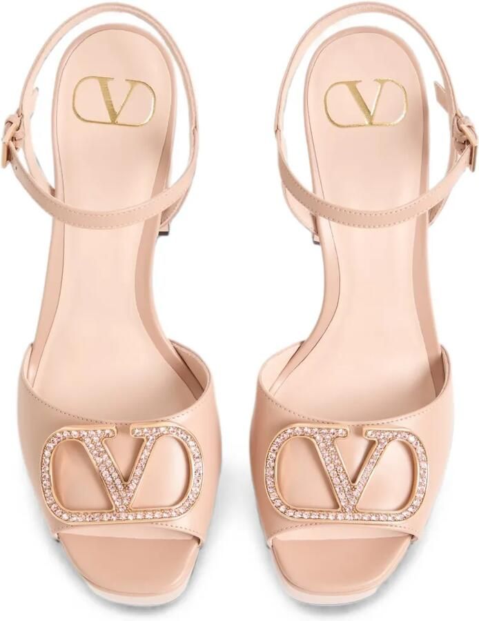 Valentino Garavani 115 mm kalfsleren sandalen met VLogo Signature-plateauzool Roze - Foto 2