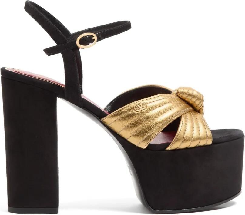 Valentino Garavani 125 mm Crasher suède sandalen met plateauzool Goud