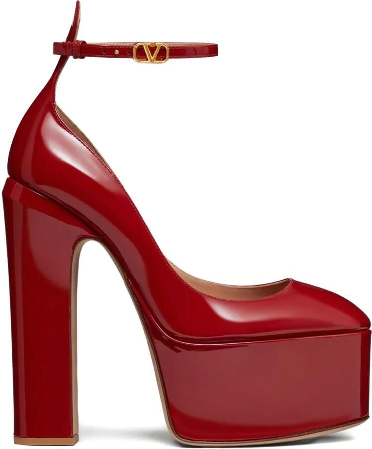 Valentino Garavani 155 mm Tan-Go pumps met plateauzool Rood
