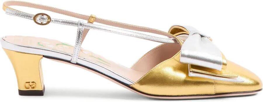 Valentino Garavani 45 mm Bowow slingback pumps Goud