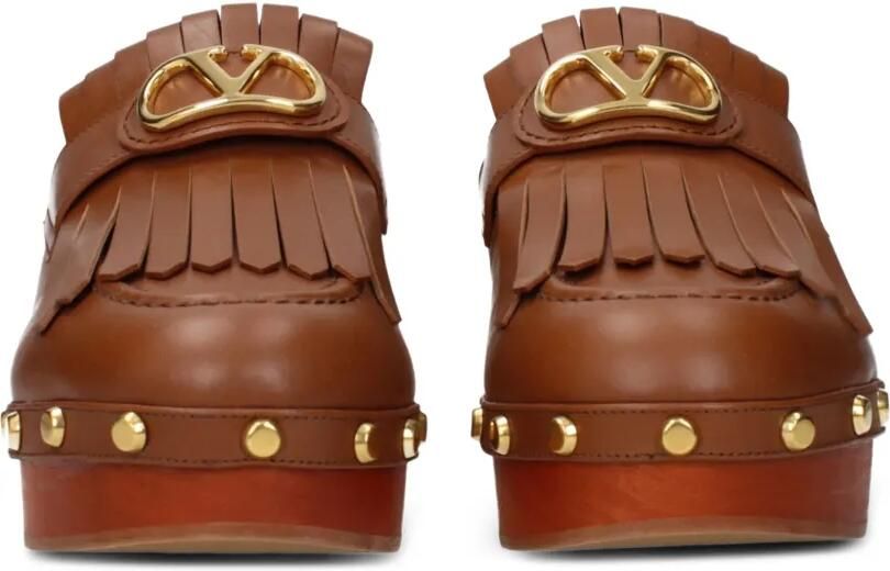 Valentino Garavani 45 mm VLogo Signature klompen met franje Bruin - Foto 2