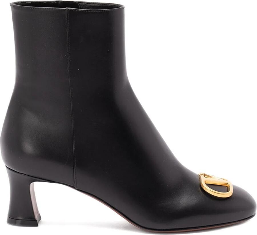 Valentino Garavani 60 mm leren laarzen met logoplakkaat Zwart