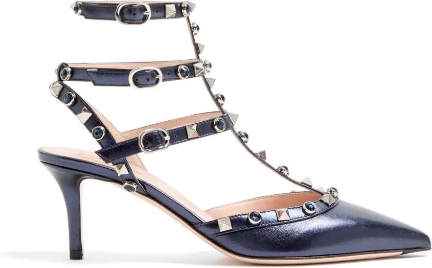 Valentino Garavani 65 mm Rockstud pumps van gelamineerd nappaleer Blauw