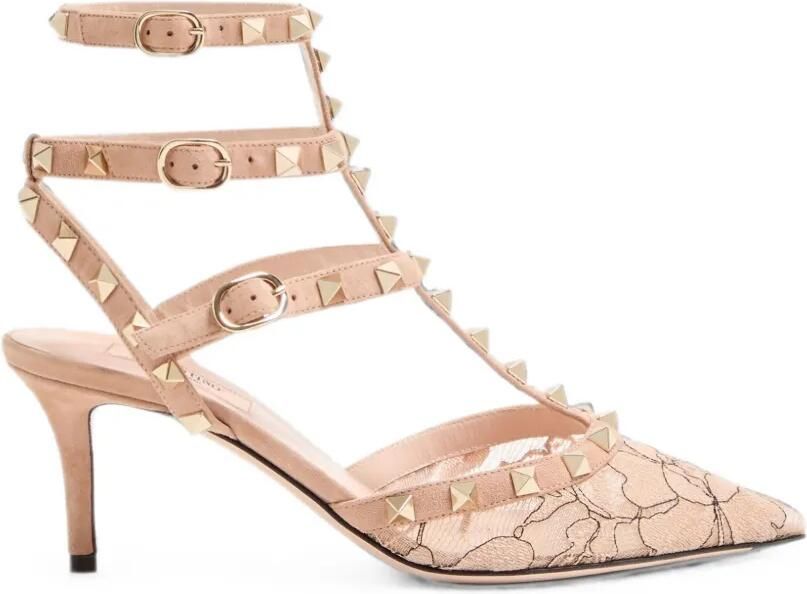 Valentino Garavani 65mm Rockstud pumps met kant Roze