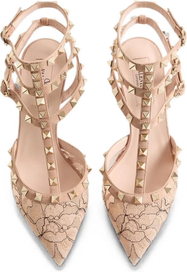 Valentino Garavani 65mm Rockstud pumps met kant Roze - Foto 2