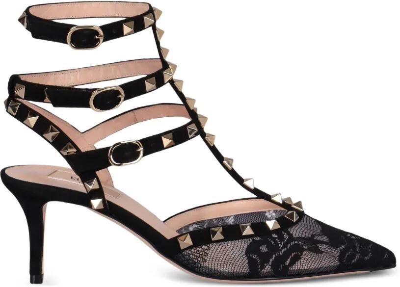 Valentino Garavani 65mm Rockstud pumps met kant Zwart - Foto 3
