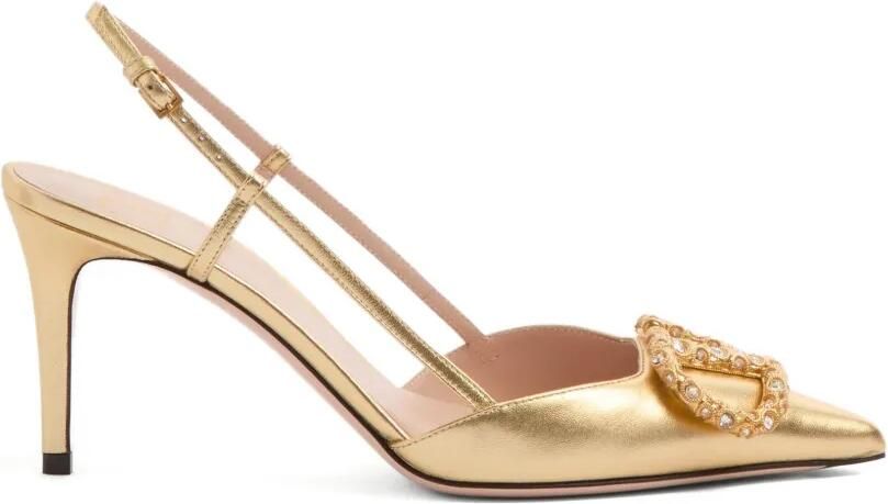 Valentino Garavani 80 mm VLogo Signature slingback pumps Goud