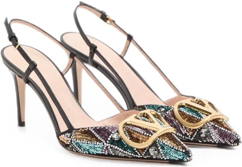 Valentino Garavani 80 mm VLogo Signature slingback pumps met borduurwerk Zwart - Foto 3