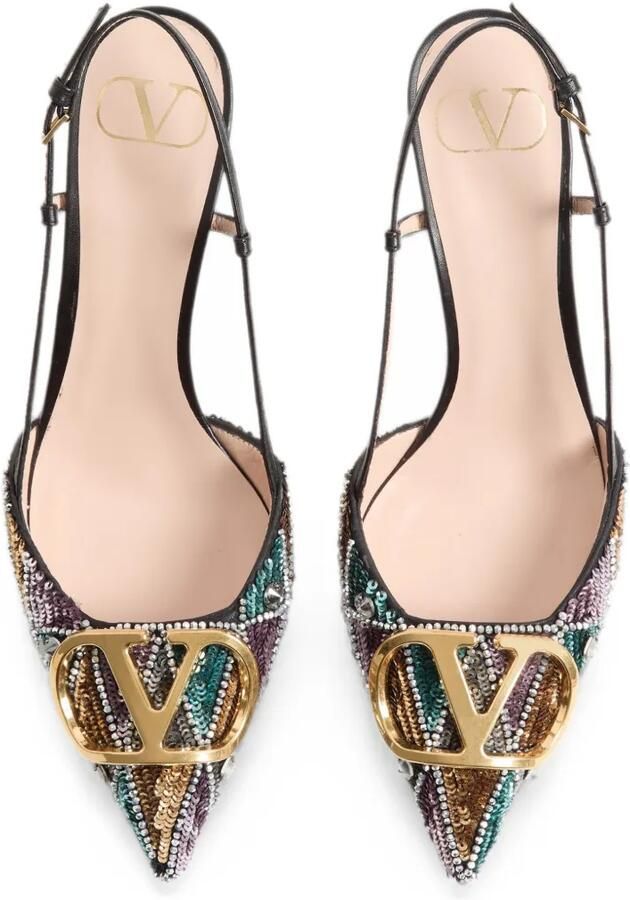 Valentino Garavani 80 mm VLogo Signature slingback pumps met borduurwerk Zwart - Foto 2