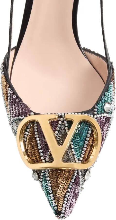 Valentino Garavani 80 mm VLogo Signature slingback pumps met borduurwerk Zwart - Foto 4