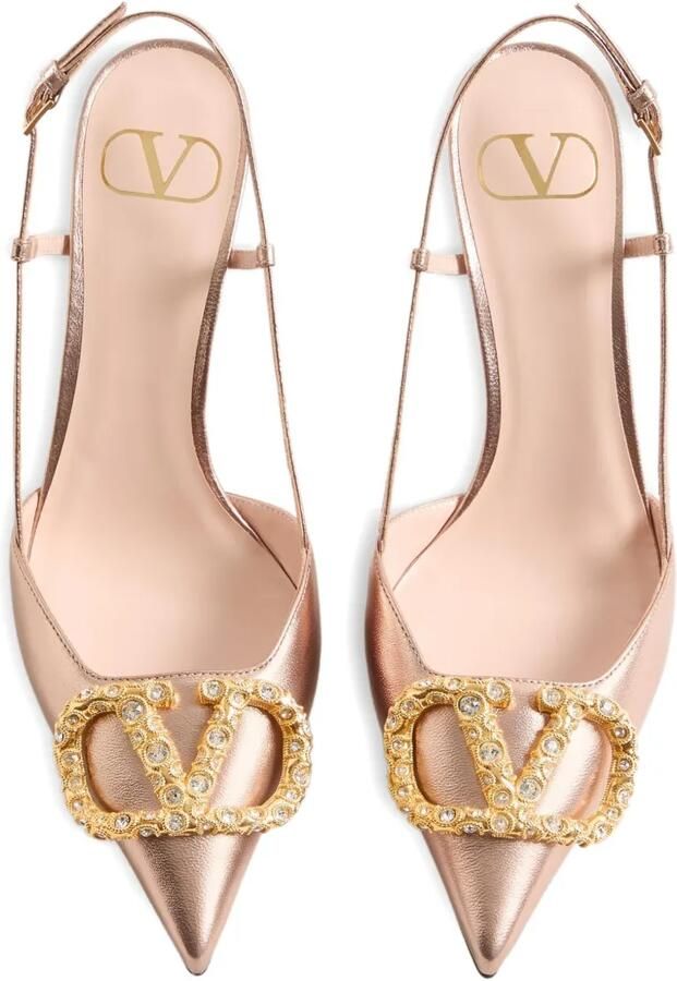 Valentino Garavani 80 mm VLogo Signature slingback pumps Roze - Foto 4