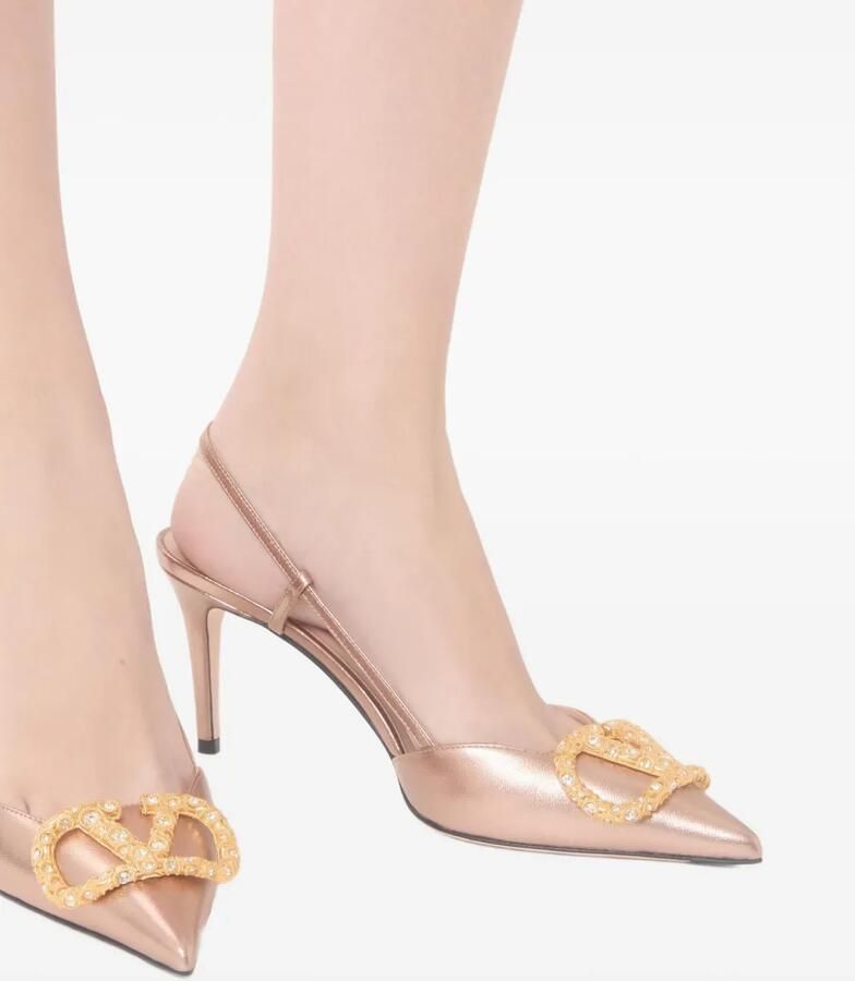 Valentino Garavani 80 mm VLogo Signature slingback pumps Roze - Foto 3