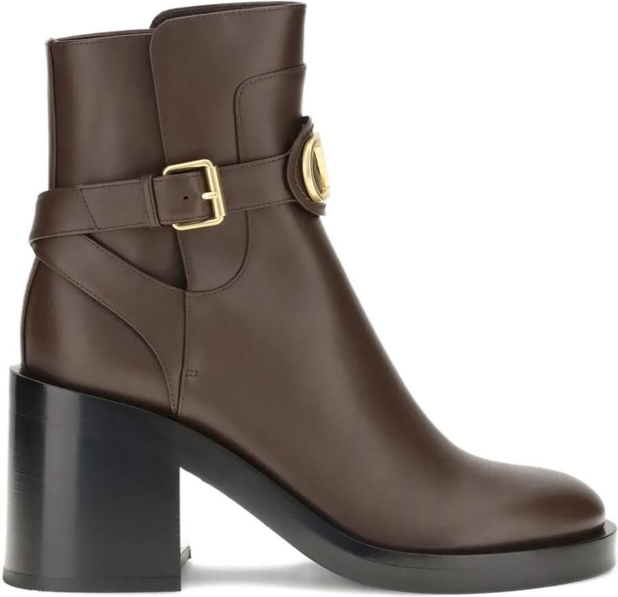 Valentino Garavani 90 mm V-Logo Signature enkellaarzen met gesp Bruin