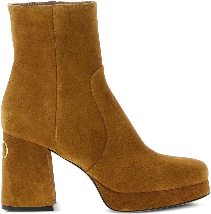 Valentino Garavani 90mm Fawcett VLogo Signature enkellaarzen met plateauzool Beige