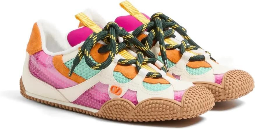 Valentino Garavani Amphibia sneakers van rubberen kalfsleer en gespleten leer Roze