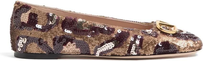 Valentino Garavani Animalier ballerina's met pailletten en borduurwerk Goud