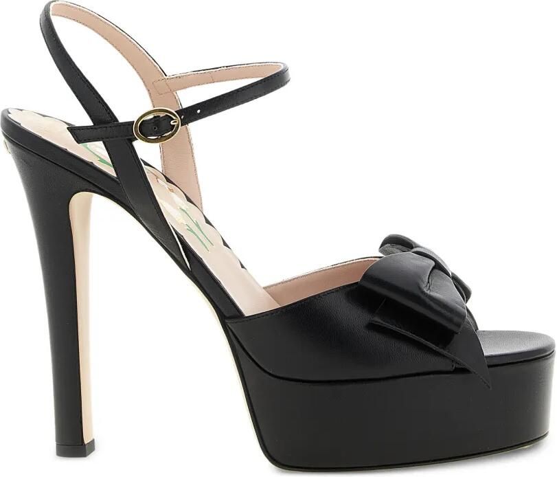 Valentino Garavani Bowow kidskin sandalen met plateauzool en strikdetail Zwart