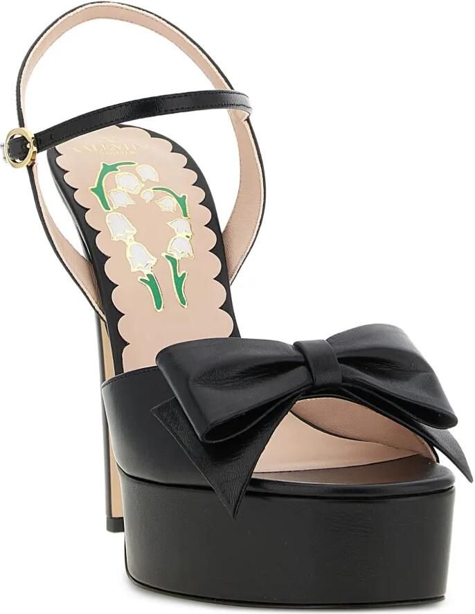 Valentino Garavani Bowow kidskin sandalen met plateauzool en strikdetail Zwart - Foto 2