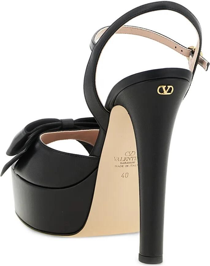 Valentino Garavani Bowow kidskin sandalen met plateauzool en strikdetail Zwart - Foto 3