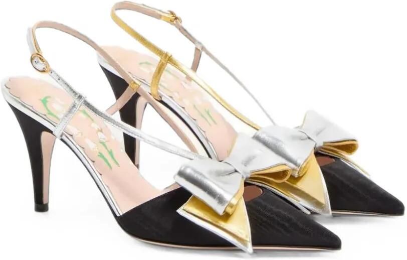 Valentino Garavani Bowow Moirè slingback pumps Zwart