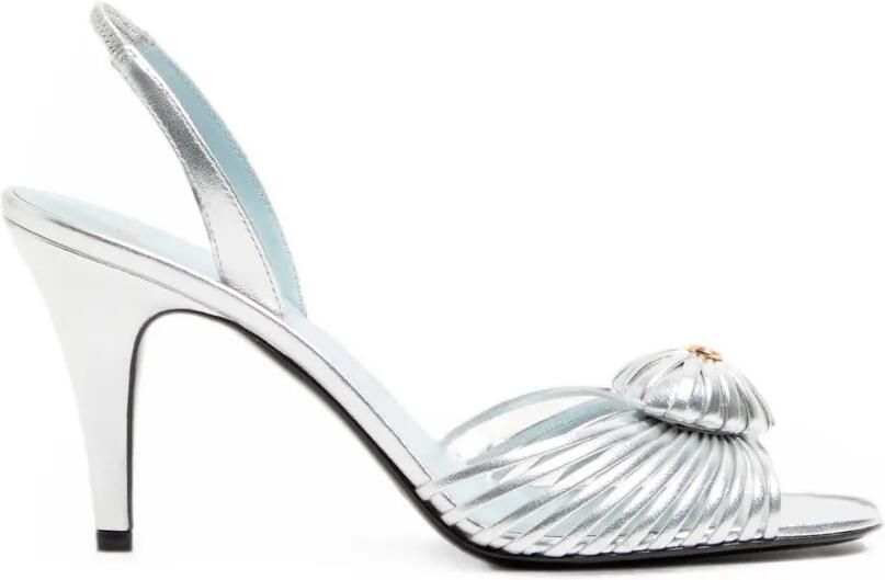Valentino Garavani Coeur Royal gelamineerde nappa leren sandalen Zilver