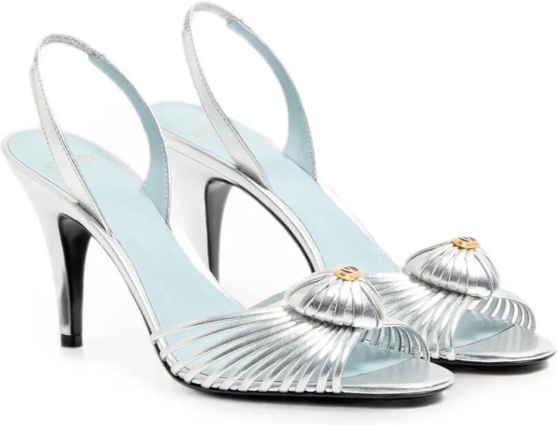 Valentino Garavani Coeur Royal gelamineerde nappa leren sandalen Zilver - Foto 4