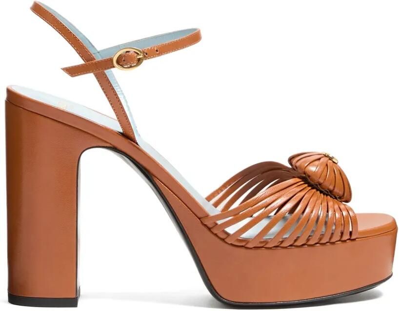 Valentino Garavani Coeur Royal kidskin sandalen met plateauzool Bruin