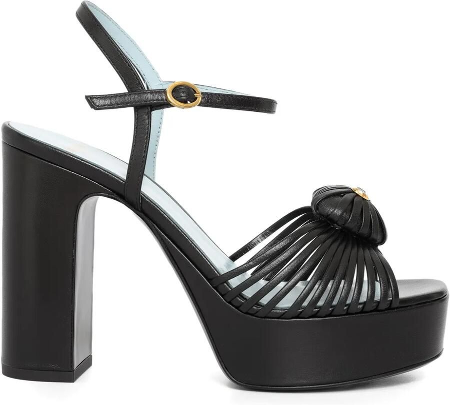 Valentino Garavani Coeur Royal kidskin sandalen met plateauzool Zwart