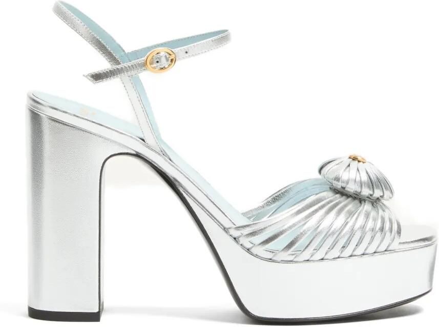Valentino Garavani Coeur Royal sandalen met plateauzool van gelamineerd nappa Zilver