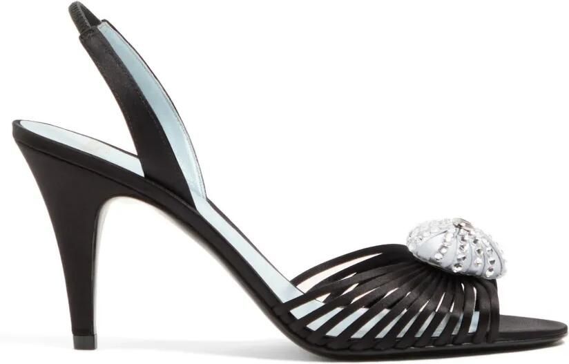 Valentino Garavani Coeur Royal satijnen sandalen 85 mm Zwart